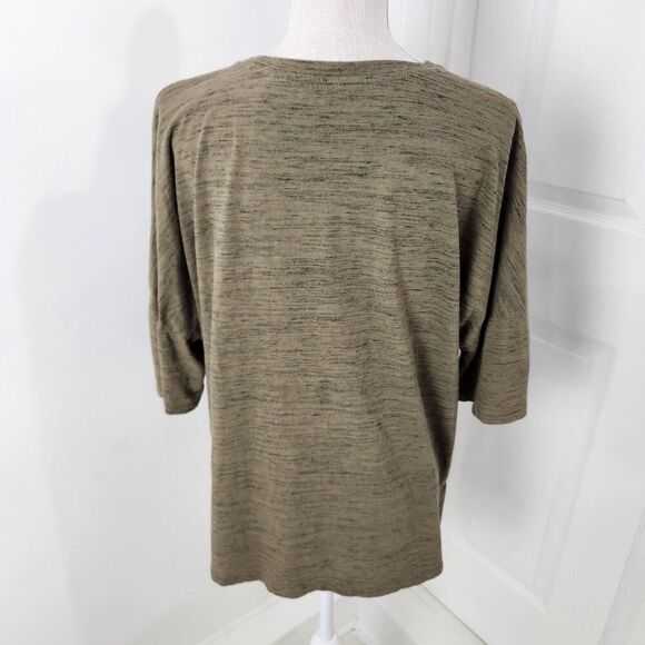 Ted Baker Top Womens 5 Green Heathered Hi Low Hem Side Slits Neutral Boho - Picture 6 of 14